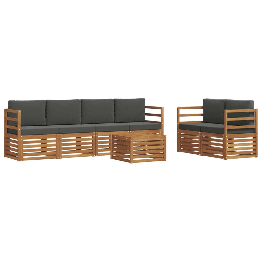 Set di divani da esterno con cuscino 7 pcs Naturale e Antracite 3374392