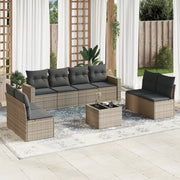 Set Divano da Giardino 9 pz con Cuscini Beige in Polyrattan 3251196