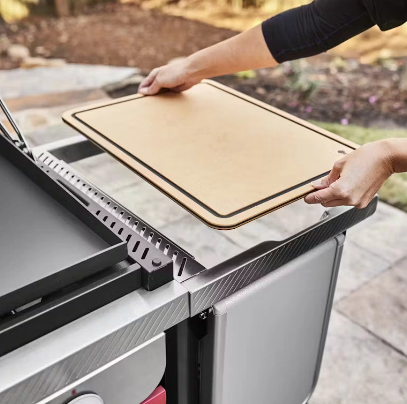 Weber 3400127 tagliere works compatibile con piastre premium weber slate da 76 cm, griddle side table cutting board