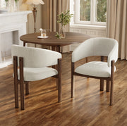 Set di 2 sedie da pranzo con braccioli in metallo effetto noce e lino beige