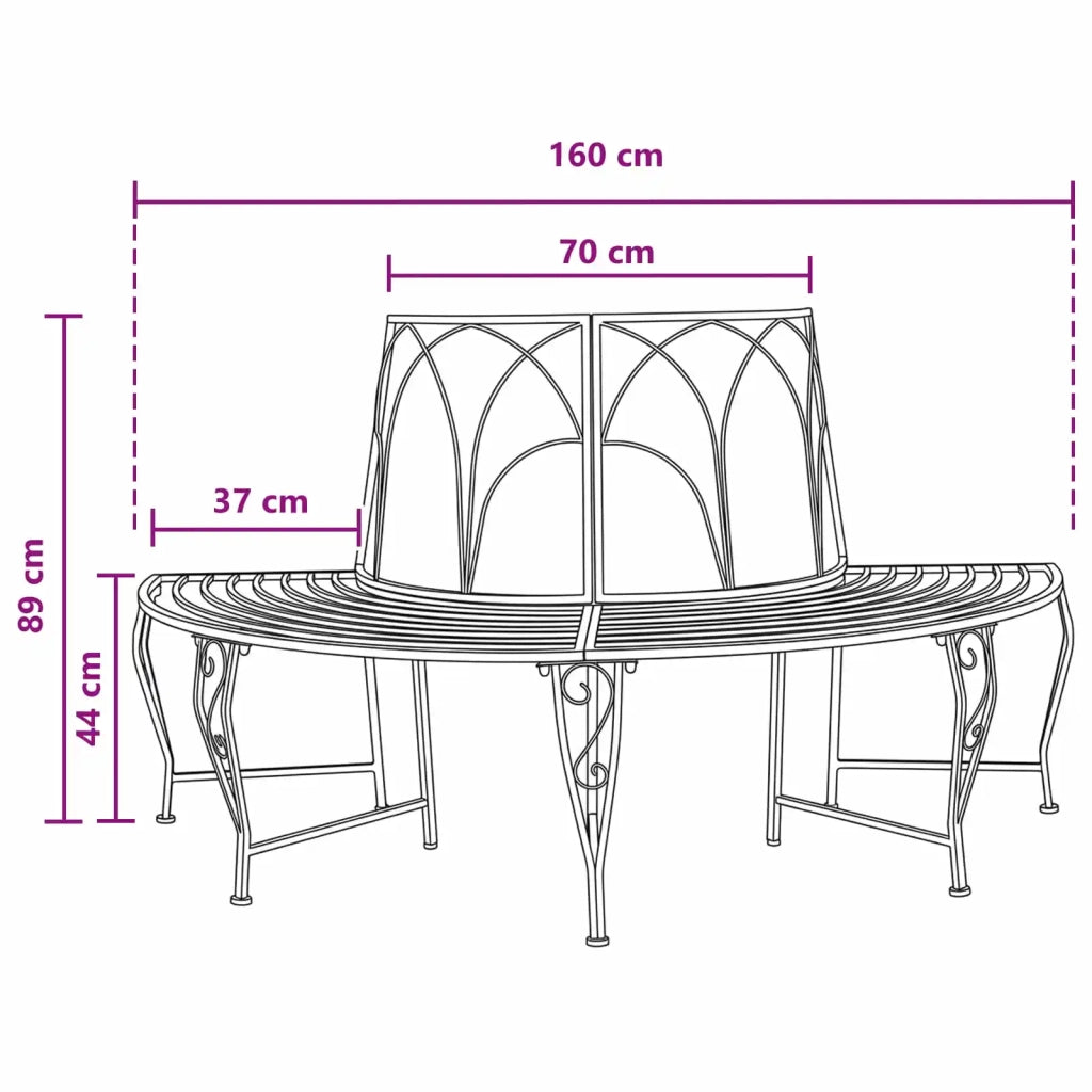 Panchina per Alberi 4-Numero di posti 160 x 80 x 89 cm Acciaio 42029514