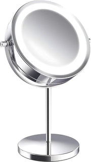 Specchio Rotativo con Illuminazione LED per Casa e Viaggio per Trucco Rasatura Specchio da Appendere Tondo
