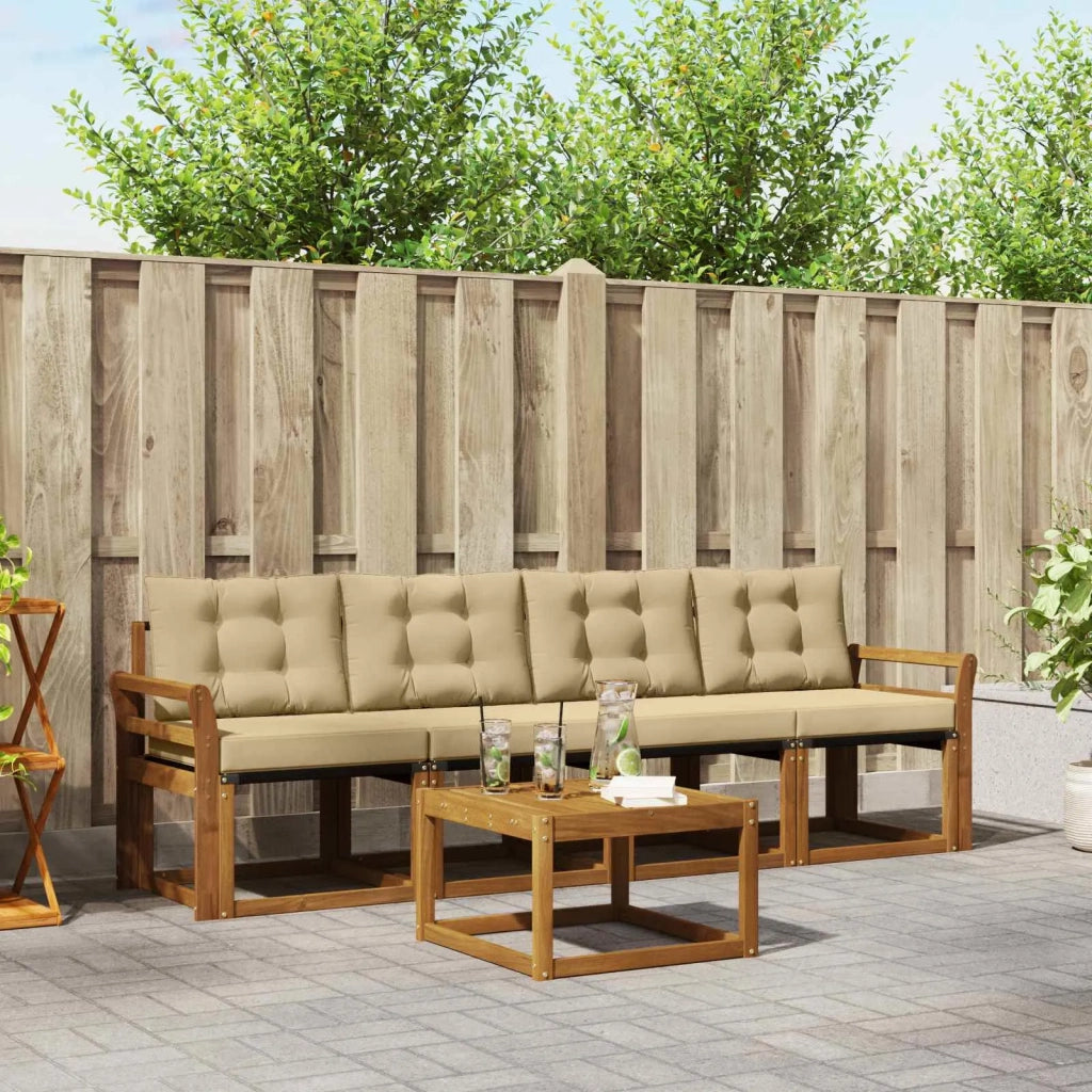 Set di divani da esterno con cuscino 5 pcs Naturale e Beige