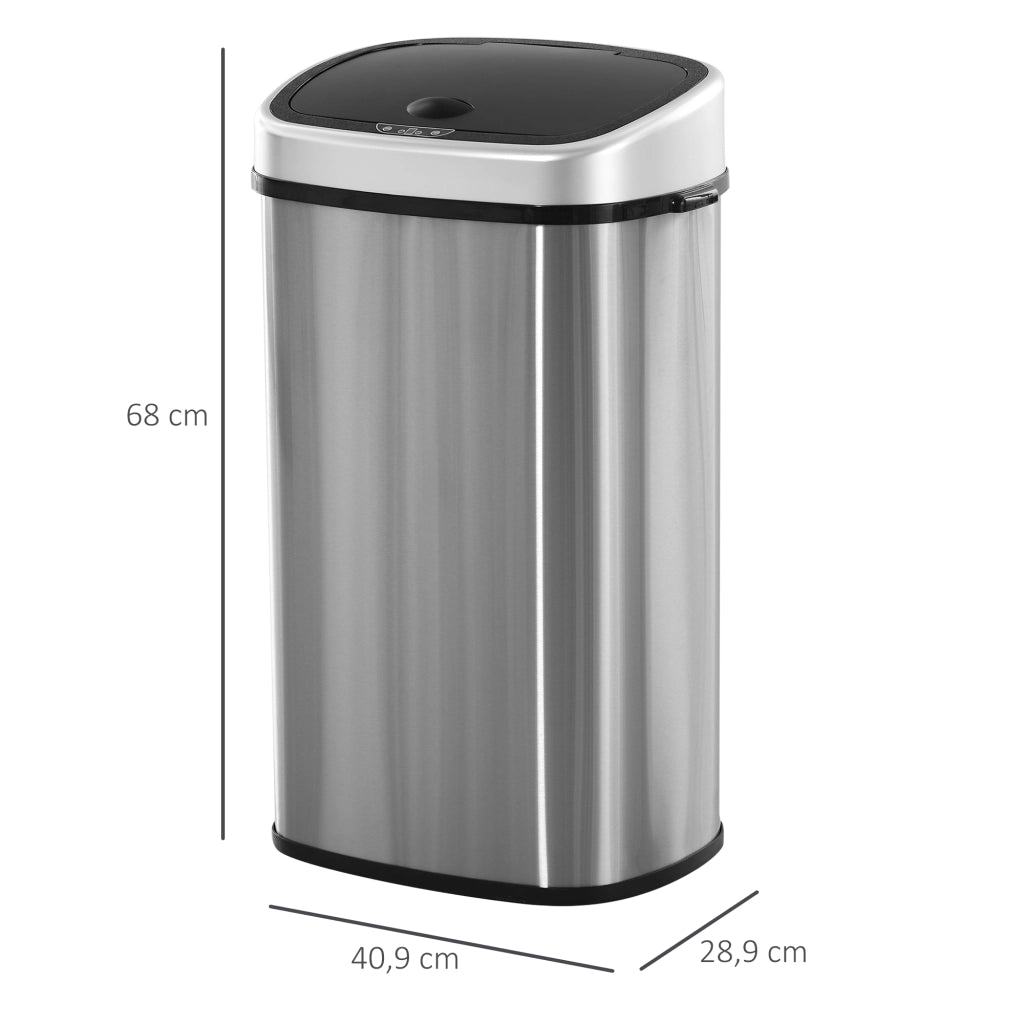Pattumiera con sensore automatico 58L ¨C Xylo ¨C acciaio inox, impermeabile, argento