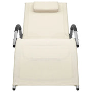 Lettino Prendisole in Textilene Crema e Grigio 310514
