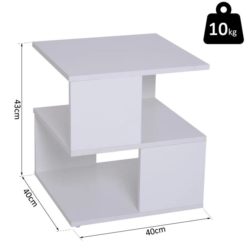 TAVOLINO SALOTTO DESIGN MODERNO 2 RIPIANI DESIGN MODERNO LEGNO BIANCO