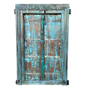 Porta in legno marrone con finitura artigianale, 126x12x198 cm h