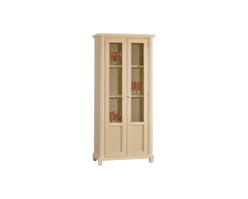 Vetrina in legno 2 porte arte povera avorio patinato 87x40x189 - Mobili 2G