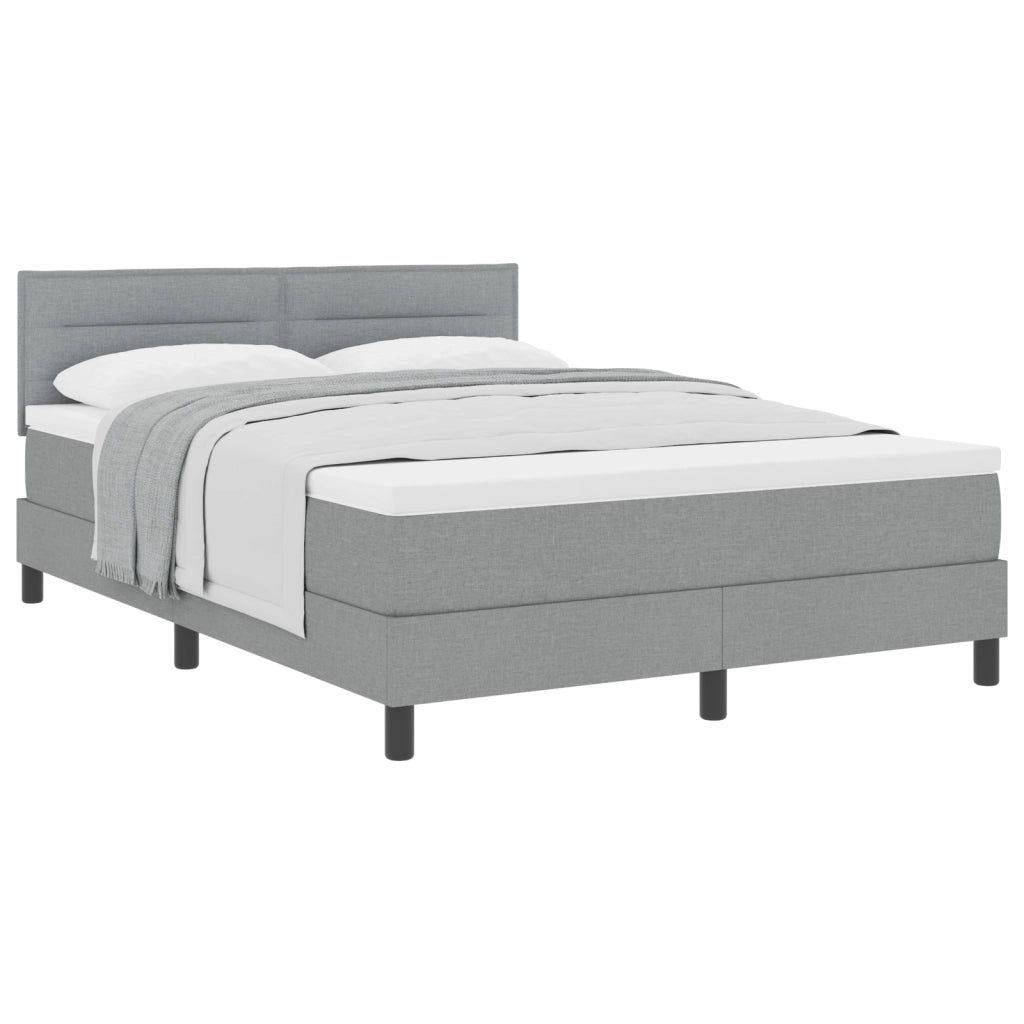 Letto Box Spring con Materasso Grigio Chiaro 140x190 cm Tessuto