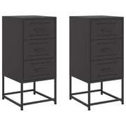 Set di 2 Comodini | Armadio da Notte | Mobiletto da notte Neri 36x39x78 cm in Acciaio