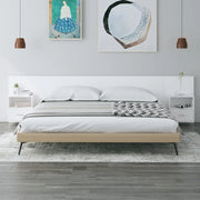 Testiera per Letto-Testata-Testiera Decorativa con Armadietti in Legno Multistrato Bianco 243669