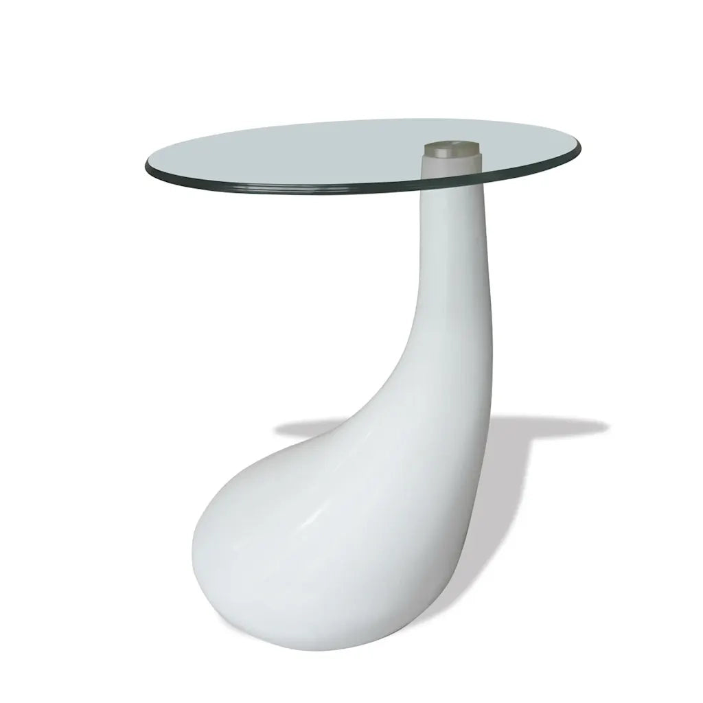 Tavolino da Salotto con Ripiano Ovale in Vetro Bianco Lucido 240320