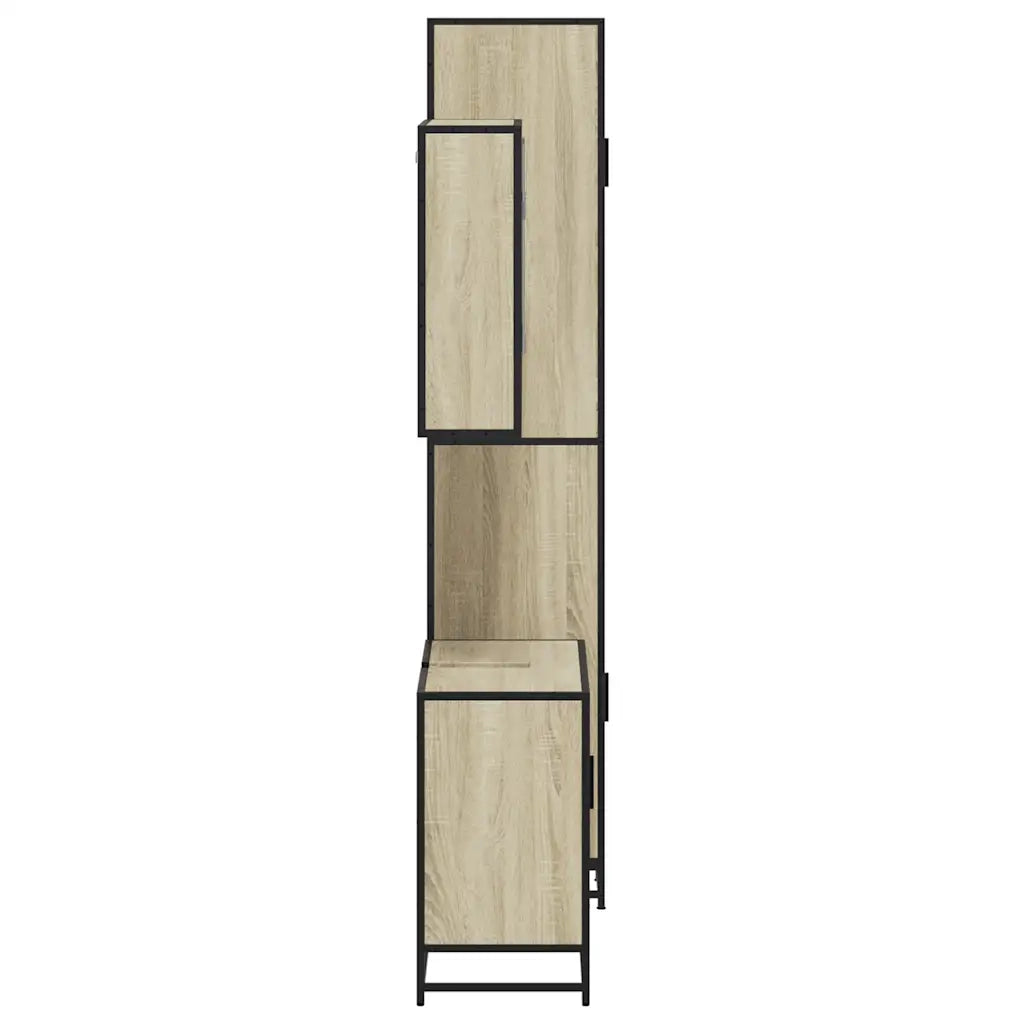 Set Mobili da Bagno | Armadio da bagno 3 pz Rovere Sonoma in Legno Multistrato