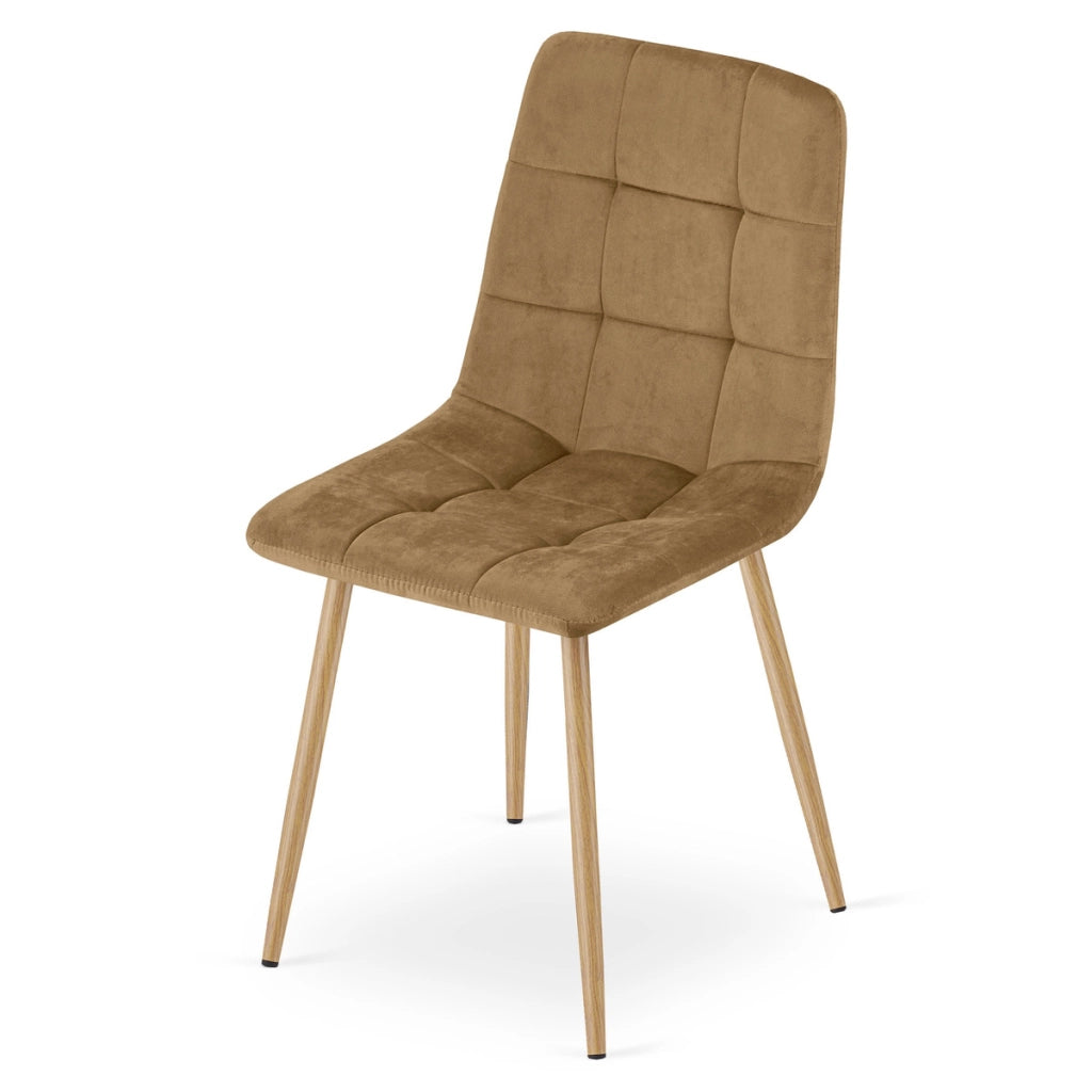 Set di 3 sedie Kara in velluto marrone e gambe effetto legno