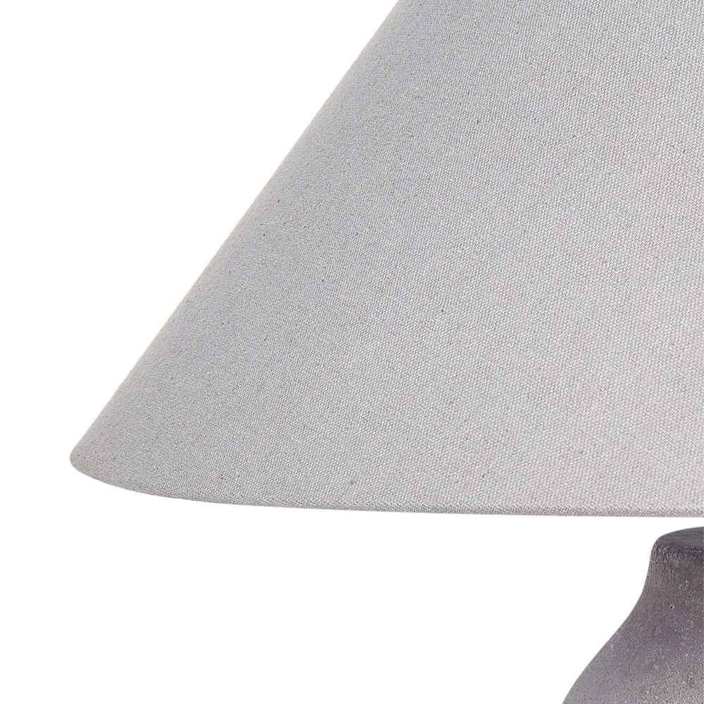 Lampada da tavolo Base in ceramica grigia Paralume in tessuto di lino Luce notturna da comodino