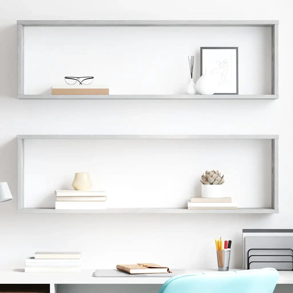 Mensole a Cubo 2 pz Grigio Cemento 100x15x30 cm in Truciolato cod mxl 51865