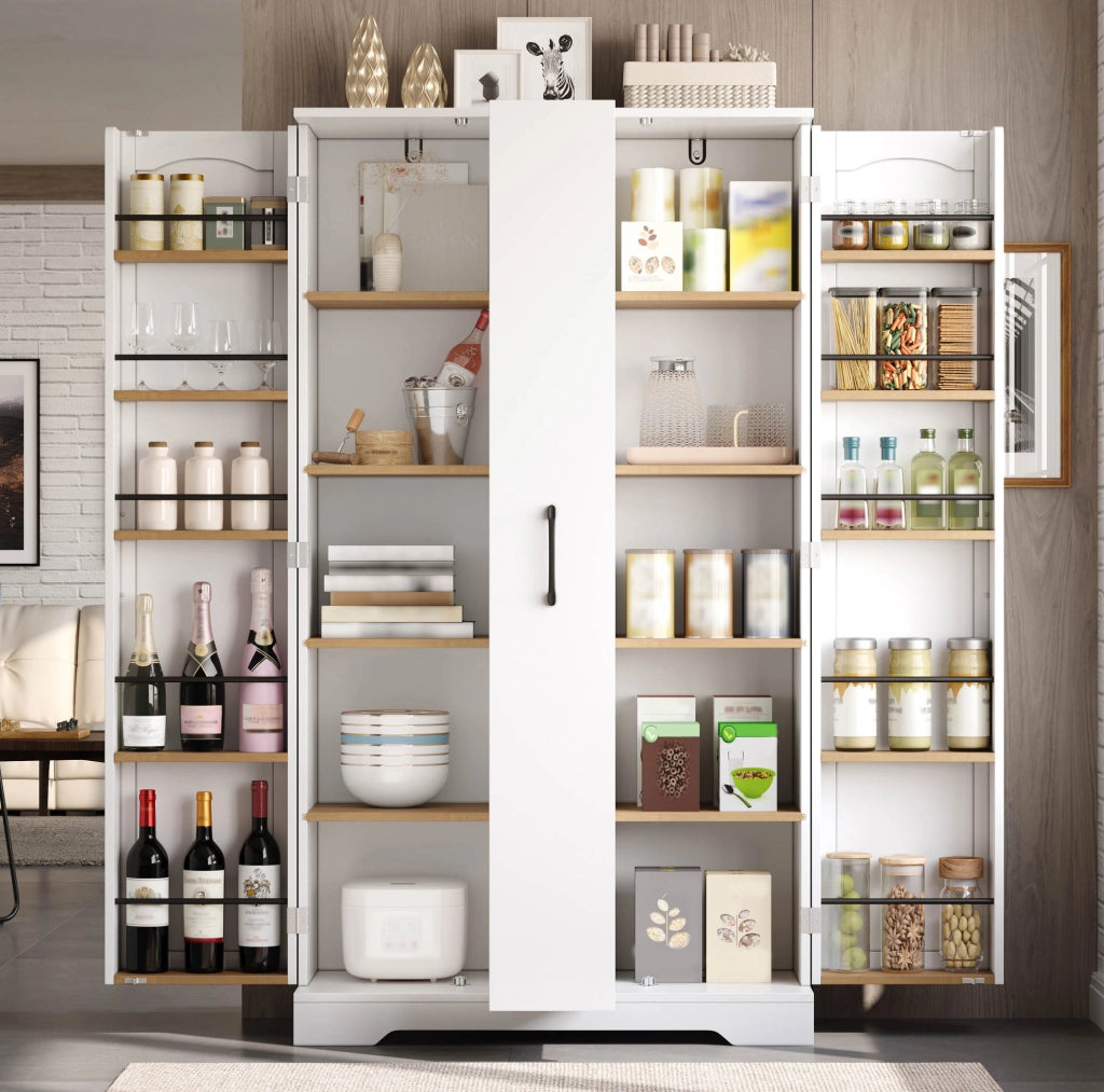 Mobile dispensa in MDF con scomparti interni e ripiani regolabili; 150x78x40 cm; bianco
