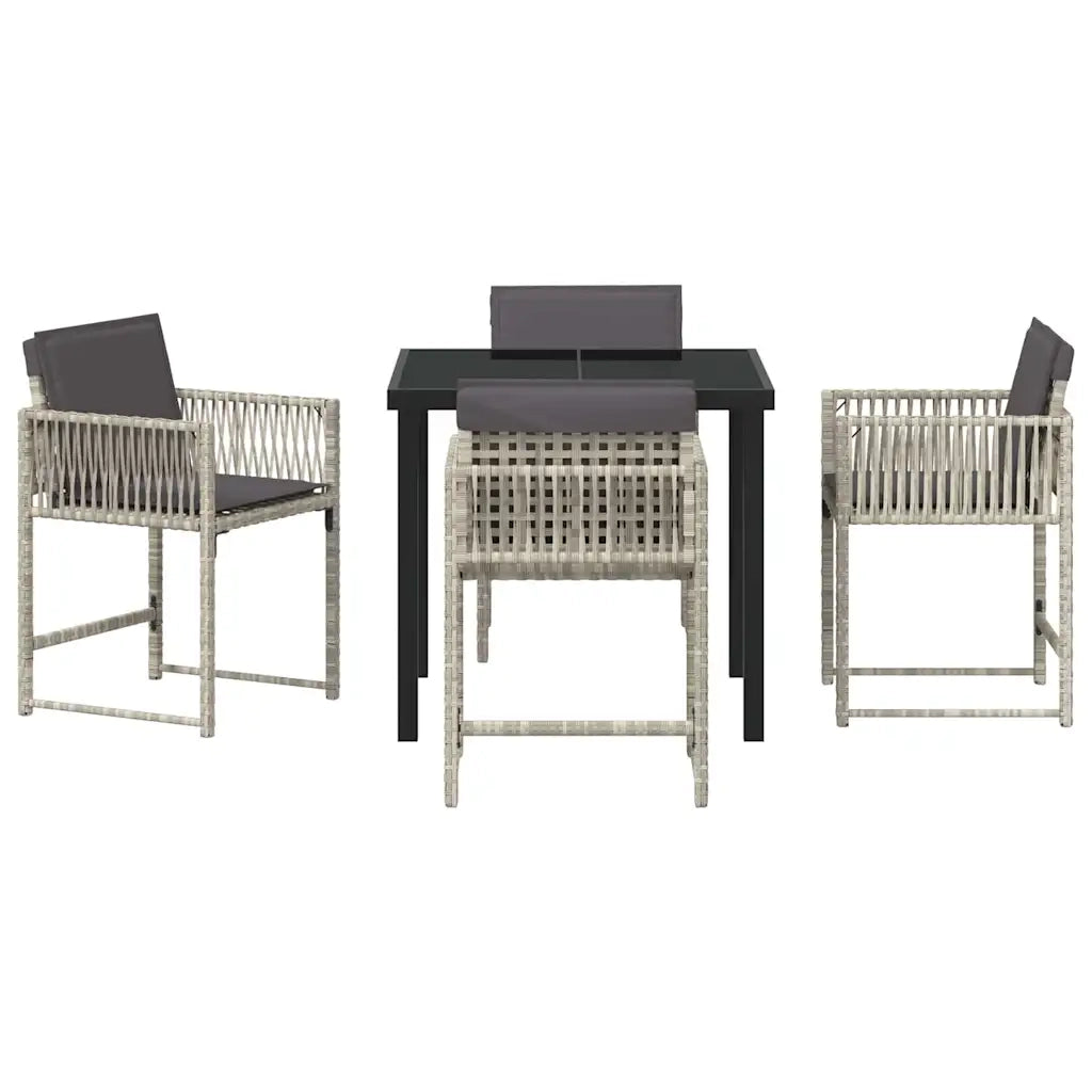 Set da Pranzo per Giardino 5 pcs Grigio chiaro polyrattan 3380761