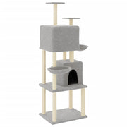 Tiragraffi per gatti torre per arrampicata giocattolo piattaforma per arrampicata con tiragraffi in sisal leggero 180 cm grigio 02_0022594