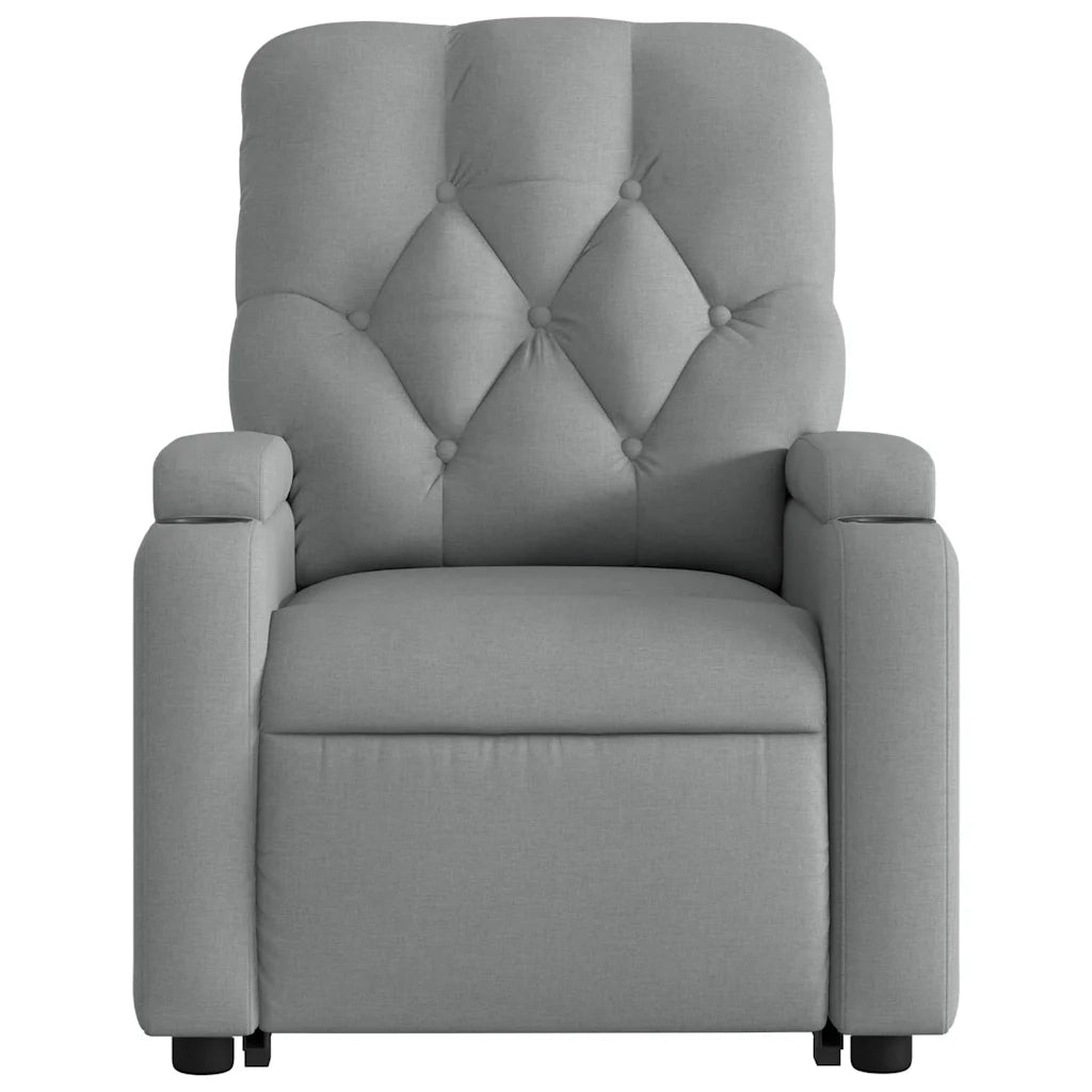 Poltrona | Sedia Relax Alzapersona Reclinabile Grigio Chiaro in Tessuto