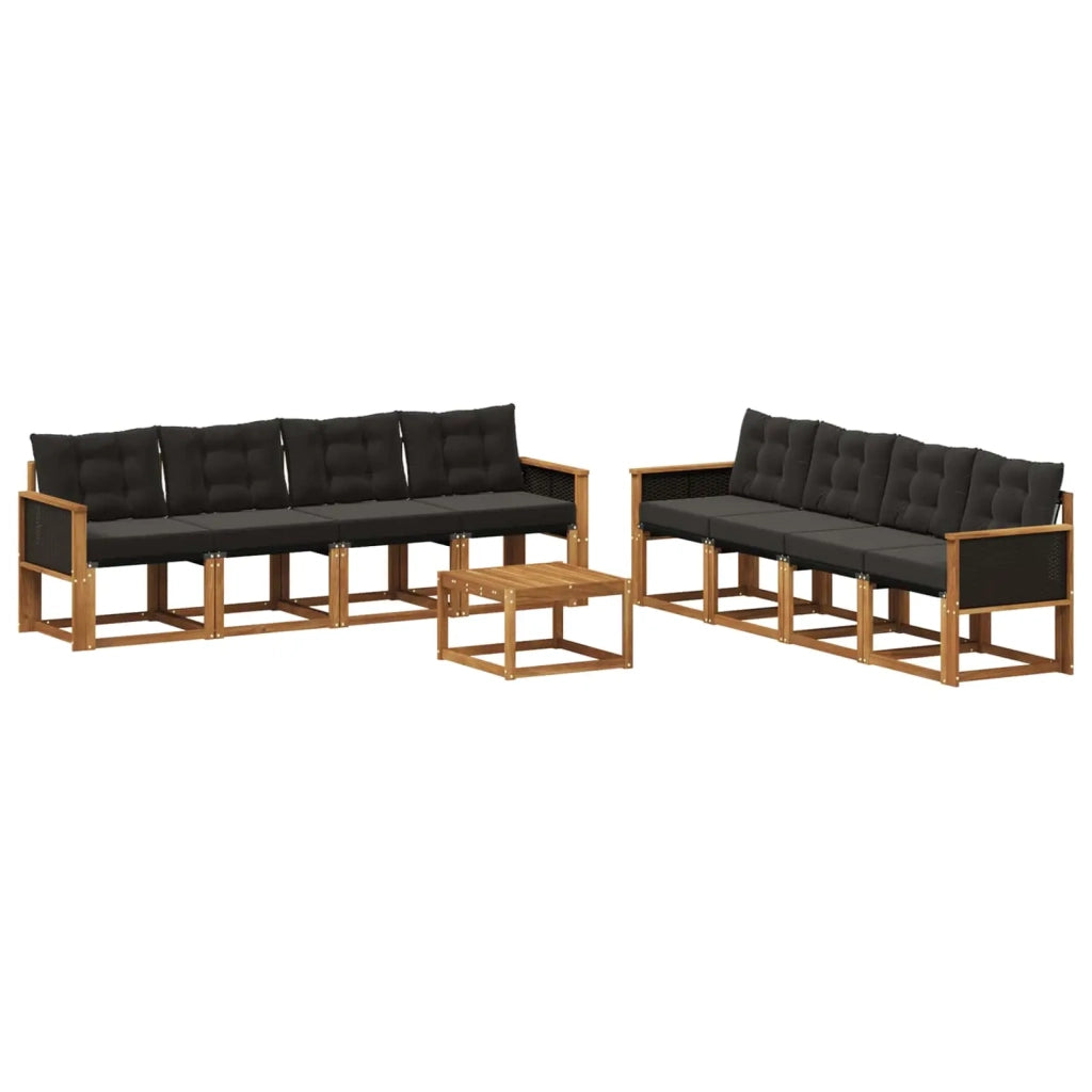 Set di divani da esterno 9 pz Naturale e Nero 3381848