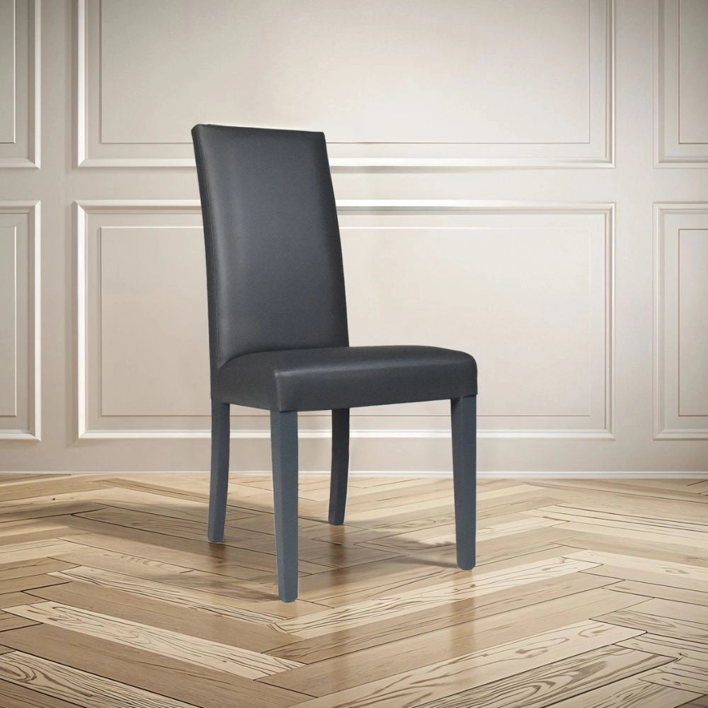 Set 2 Sedie Nancy ecopelle colore grigio antracite
