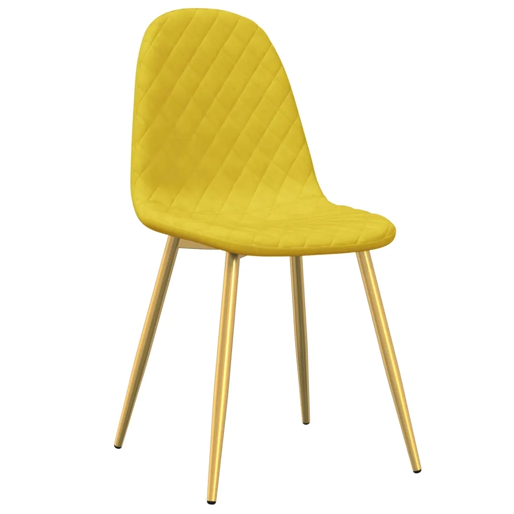 Sedie da Pranzo 4 pz | Sedie da cucina Giallo Senape in Velluto