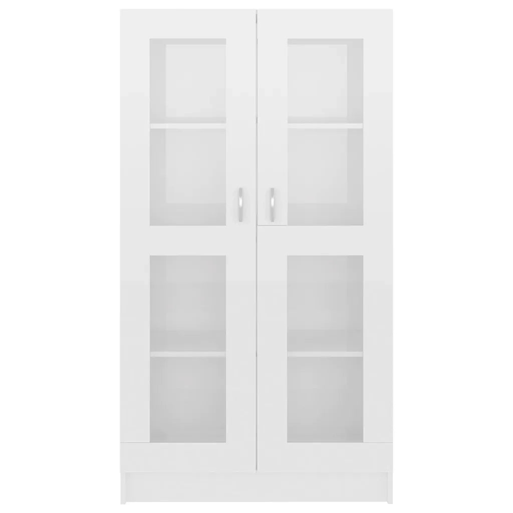 Armadietto Vetrina Bianco Lucido 82,5x30,5x150 cm Multistrato