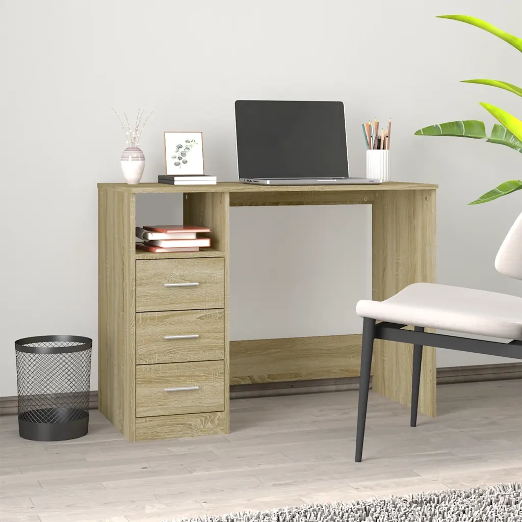 Scrivania | Tavolo da Ufficio Cassetti Rovere Sonoma 102x50x76 cm Legno Multistrato