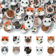 Collane per gatti con testa di gatto - 100 pezzi - Collane in legno - Artigianato/Accessori - 10 stili - 20 mm - Disegni divertenti