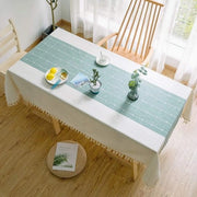 Tavolo vasto in stile rettangolare con tessuto di cotone e lino a quadri e pennelli, per cucina, sala da pranzo, decorazione da tavola
