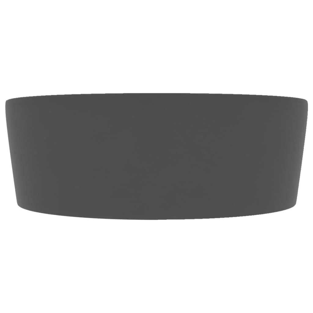 Lavabo di lusso con troppopieno da appoggio WC lavabo bagno stanza cosmetica casa 36 x 13 cm ceramica grigio scuro opaco 02_0002780