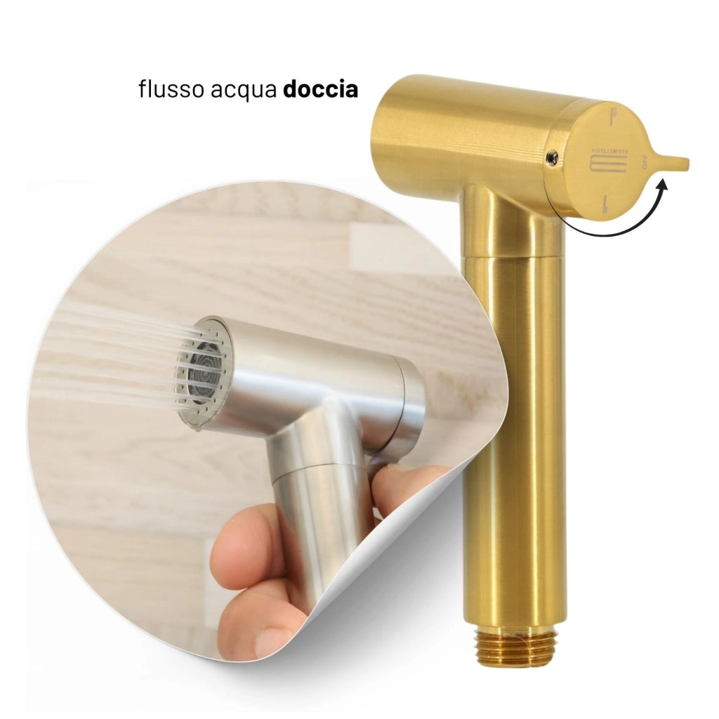 Idroscopino wc doccetta ottone portatile shutoff monogetto con leva ogomondo kit *** finitura- oro bronzato spazzolat...