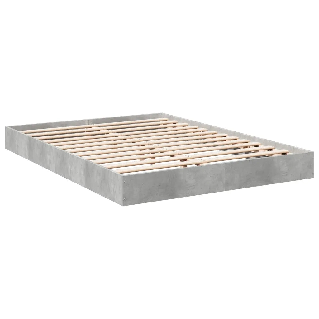 Letto matrimoniale | Letto per adulti | Giroletto Grigio Cemento 140x200 cm in Legno Multistrato
