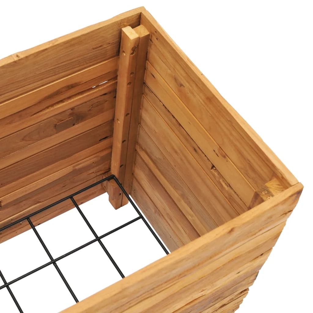 Aiuola rialzata per piante e fiori 50 x 40 x 55 cm legno di teak riciclato e acciaio 02_0000938