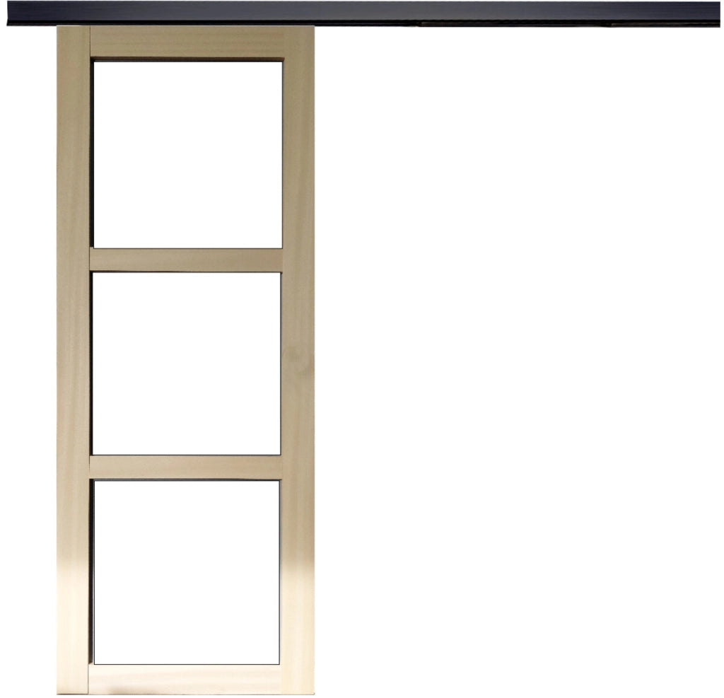 Porta scorrevole in legno Ayous Vetro trasparente H204 x L73 + Binario alluminio nero senza maniglia