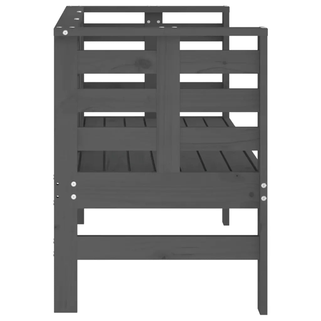 Panca da Giardino-Sgabello-Panca da esterno Grigia 111,5x53x71 cm Legno Massello di Pino