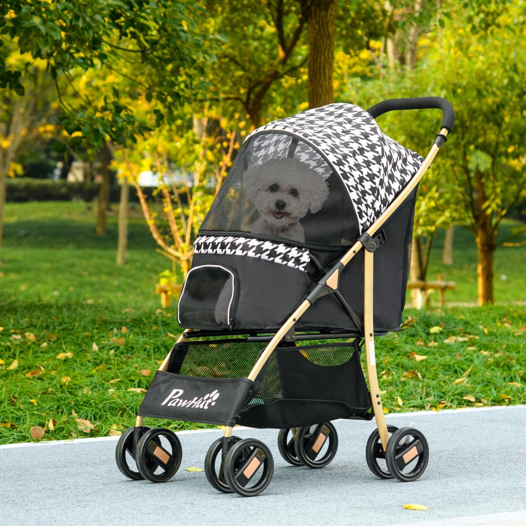 Passeggino per Animali Domestici con 2 Porte e Finestra in Rete ¨C Xylo ¨C 80x44,5x97 cm Nero