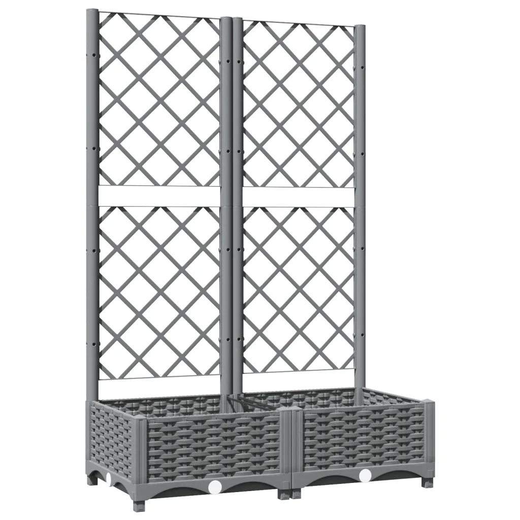 Fioriera | Cassetta per fiori | Vaso da Giardino e Graticcio Grigio Chiaro 80x40x121,5cm PP