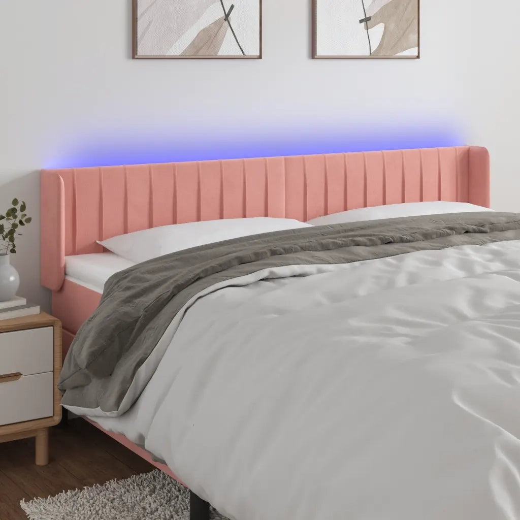 Testiera | Testata a LED Rosa 203x16x78/88 cm in Velluto