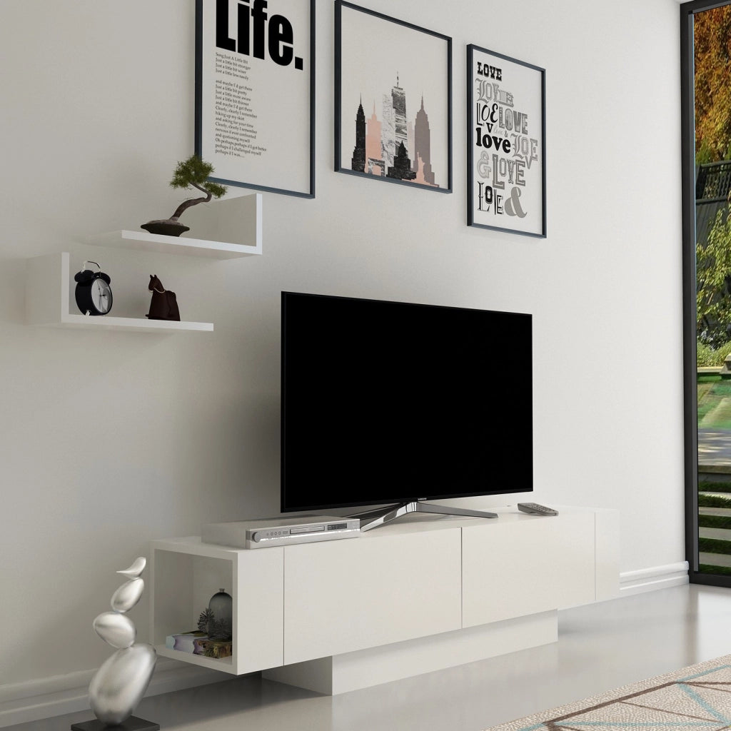 Porta TV in legno "Matera" - 150 x 31 x 41 cm - Bianco