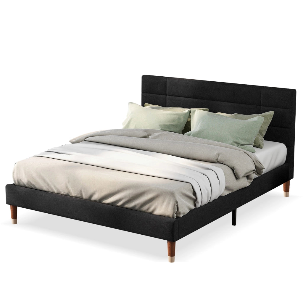 OKWISH Letto Imbottito 140×200 cm, Letto Matrimoniale con Testiera Imbottita, Spazio Sottoletto, senza Materasso, Nero