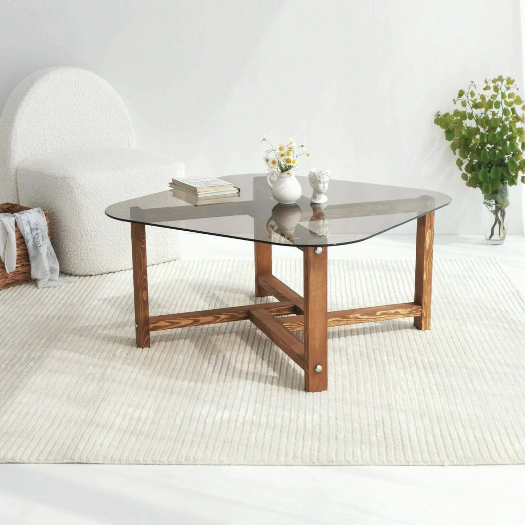 Aurano, Tavolino da Salotto Portariviste, 80x80x40h cm Marrone Quercia