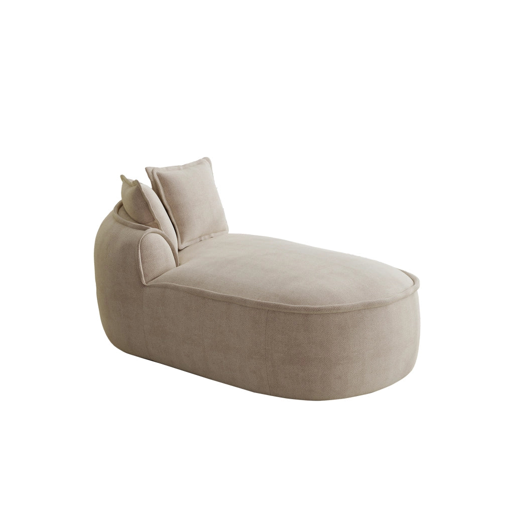 Divano chaise longue sinistro in chenille con seduta profonda ed ergonomica senza montaggio beige tortora chiaro