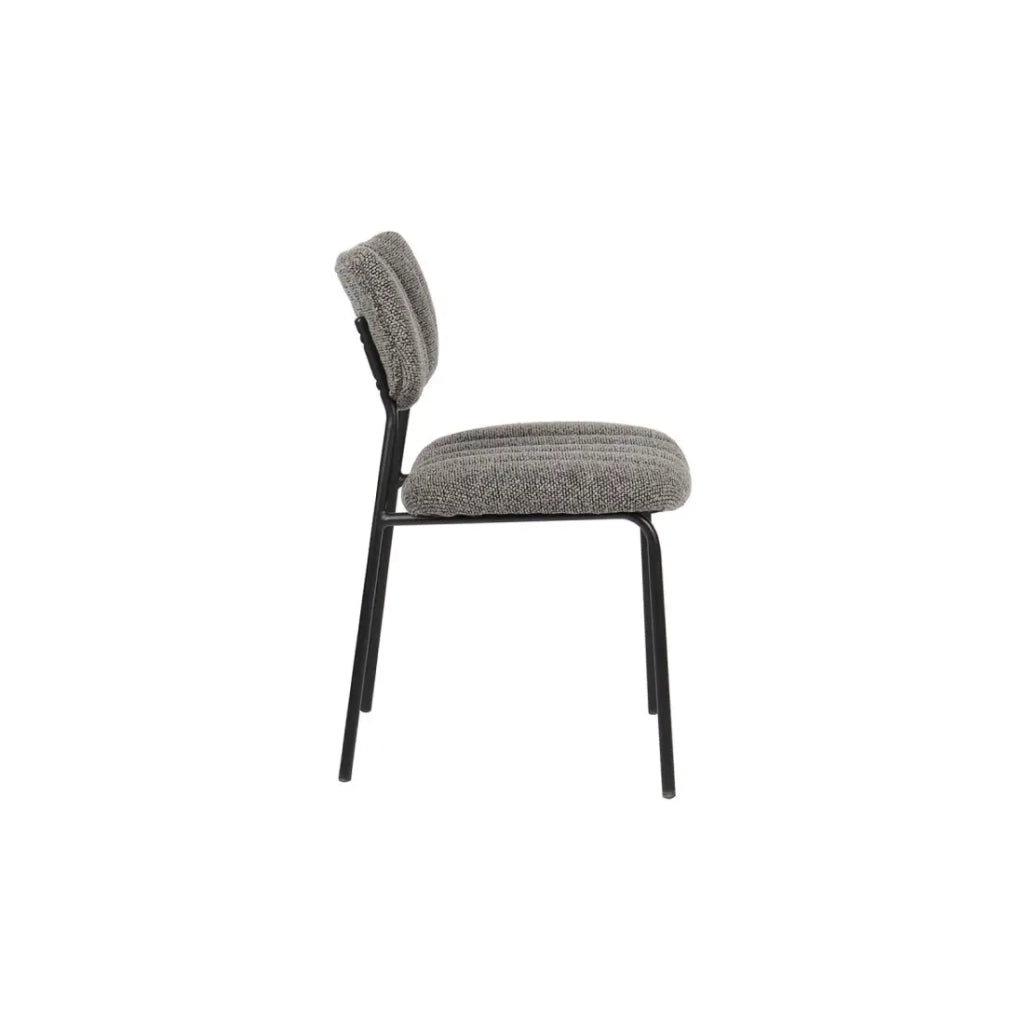 Set di 2 sedie NORAYA – Tessuto grigio scuro – Design compatto – Piedi in metallo – Eleganza contemporanea