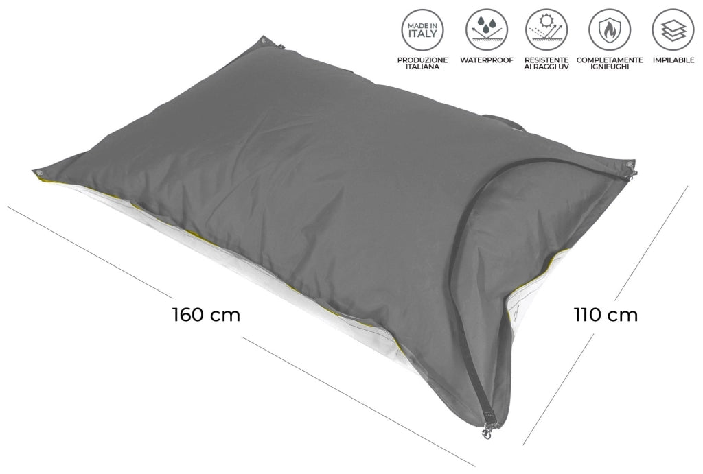 Cuscinone Slitta per Neve 160x110 cm in Acrilico Pomodone Scivolone Nero
