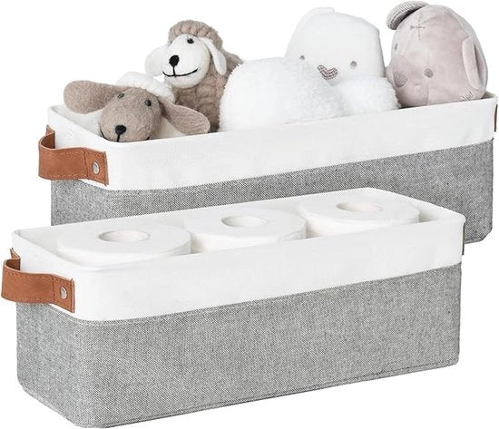 Cassetti Opachi 2 pezzi – Cassetti di Stoffa con Maniglie – Cassetti a Soffitto per Pannelli e Mobili – Grigio/Bianco