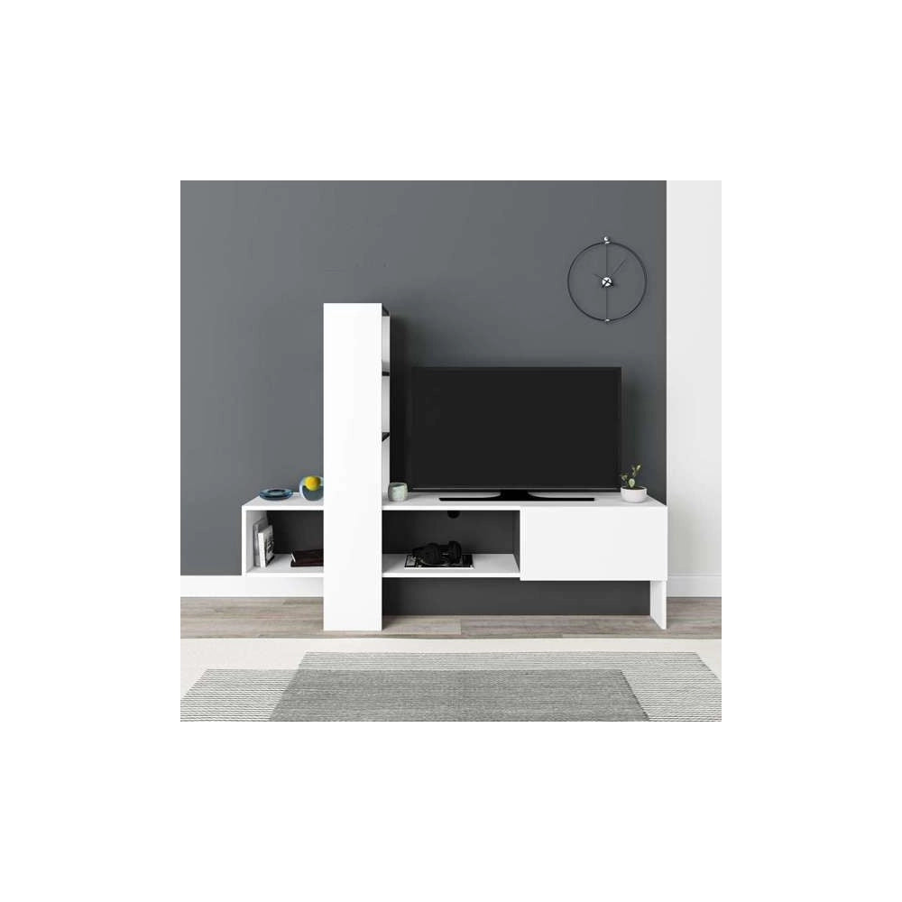 Mobile porta Tv Troya con anta a ribalta 180 cm colore bianco antracite
