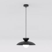 Lampada a sospensione Mulan in acciaio nero opaco e vetro