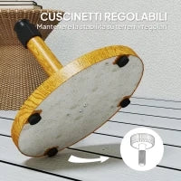 Base per Ombrellone a 4 Ruote con Freni, in Cemento e Metallo, Ø48x44 cm, Color Legno